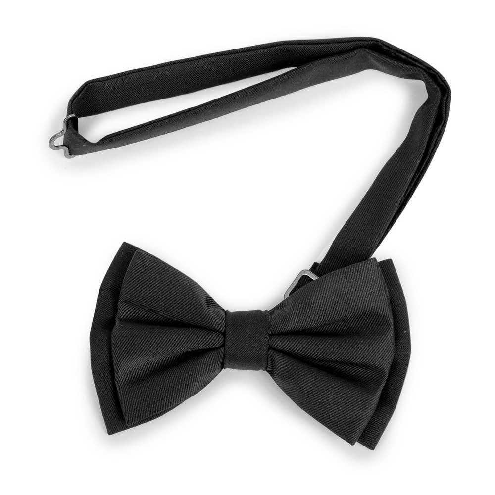 Black Silk Long Faille Bow Tie